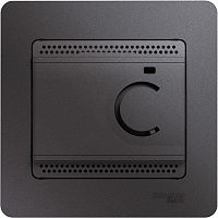 Терморегулятор механический с датчиком с рамкой Systeme Electric Glossa 0С+50С графит картинка